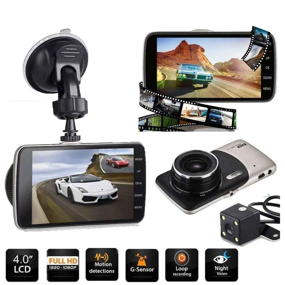 view video recording DVR car vision 1080P dual Driving HD recorder recorder rear inch 3.6 night