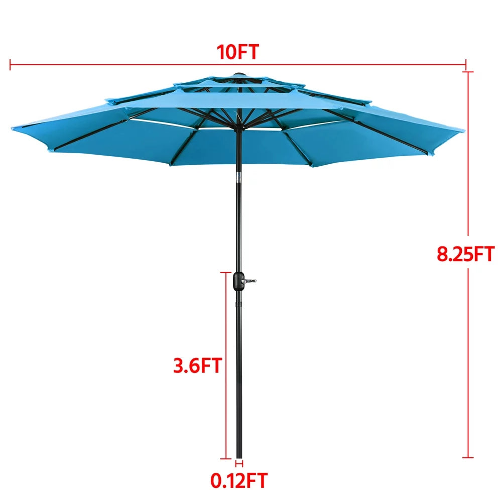 Sky Sturdy 18'' 10ft Outdoor Yaheetech lb Umbrella 8 Patio Stand, with Blue Base Ribs+ 26.5
