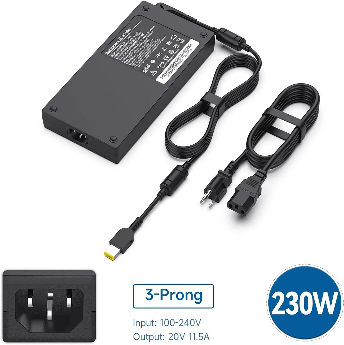 Y7000P Legion Y7000 Lenovo Adapter 20V ADL230NLC3A AC 230w Y9000K Y92, Y520-15 Y520 for 01FR046 11.5A R720 PN: