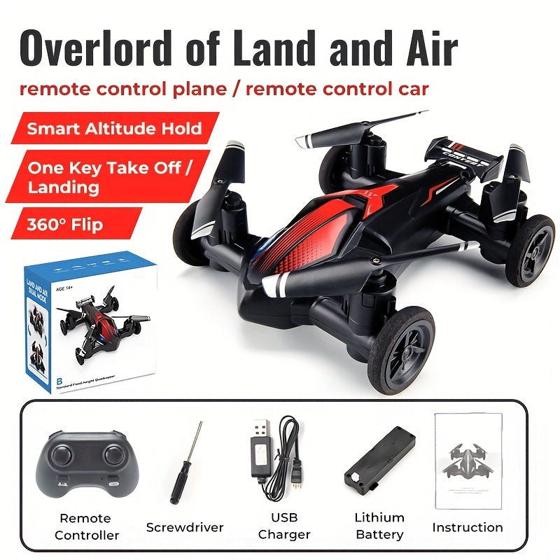 RC And Low-speed Height Unmanned Switch Stable Air Toy For Intelligent And High-speed Flight, Gift Drone Toys Setting, Dual-use Drone Car Land Four-axis