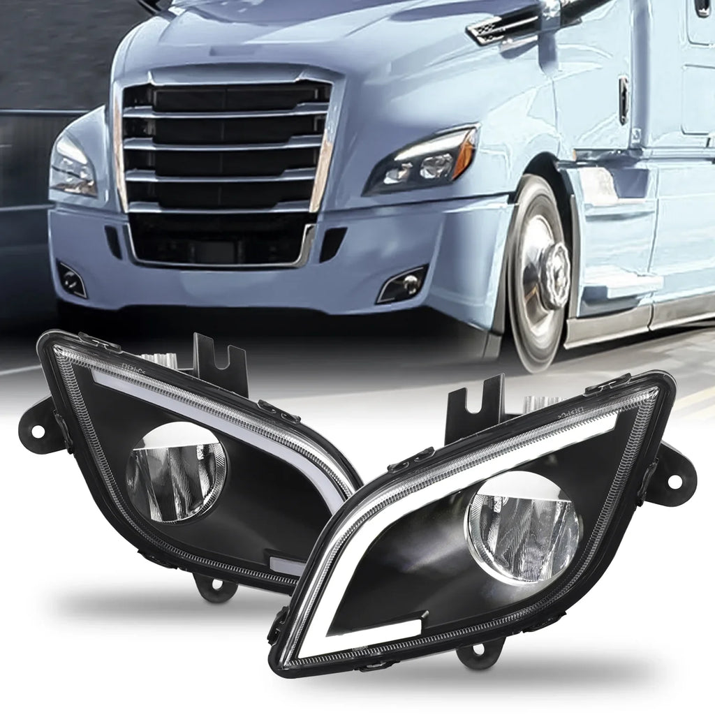 AKKON Driver 2022 Cascadia + 2018 Lamp Light 2023 2019 Freightliner 2021 Truck - Class 8 126 Fog 2020 LED Fit Black Passenger