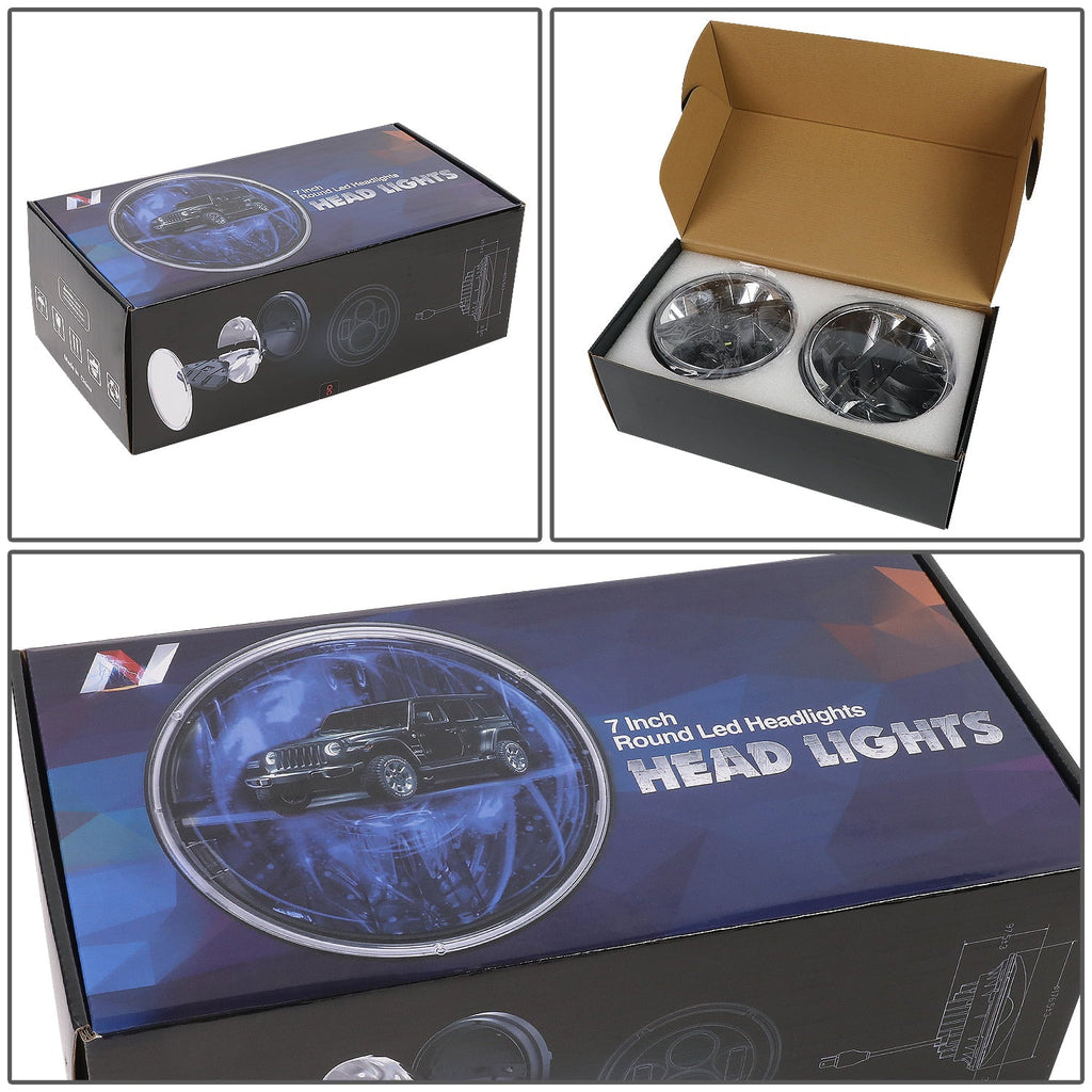 Headlights 10 13 to LIGHTING Chrome For LED Jeep NVL-HL-002 12 Wrangler/Wrangler inches LJ Nuvision JK 2018 2Pcs CJ 14 11 7 NUVISION Housing TJ Halogen 1997