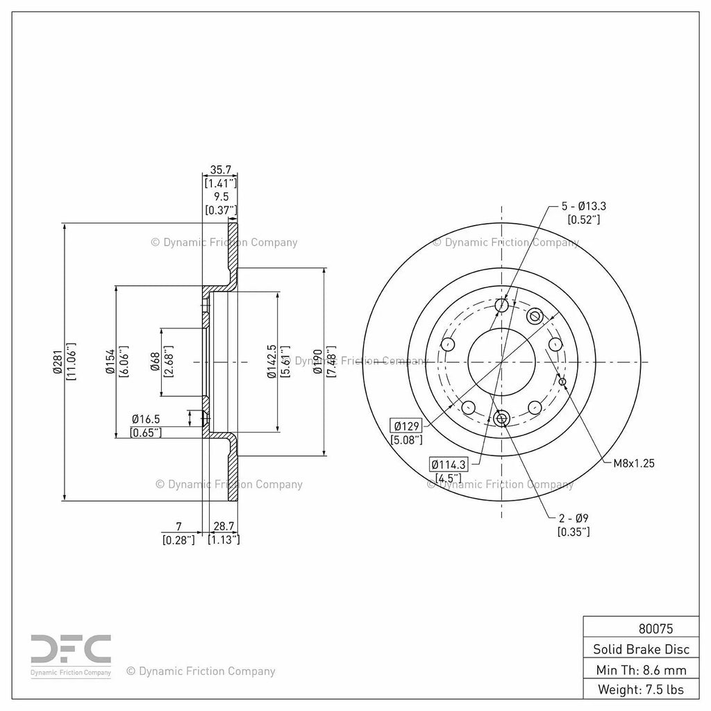 Disc CX-3 600-80075 For Brake Mazda (1) 2016-2018 Rear Friction Dynamic Rotor Company