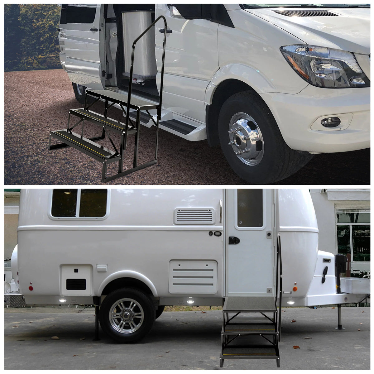 Travel Steps Camper Trailer for HECASA Hand Armrest RV Hand-railing Rail Stairs Trailer Universal Steel Side W/ Load 3
