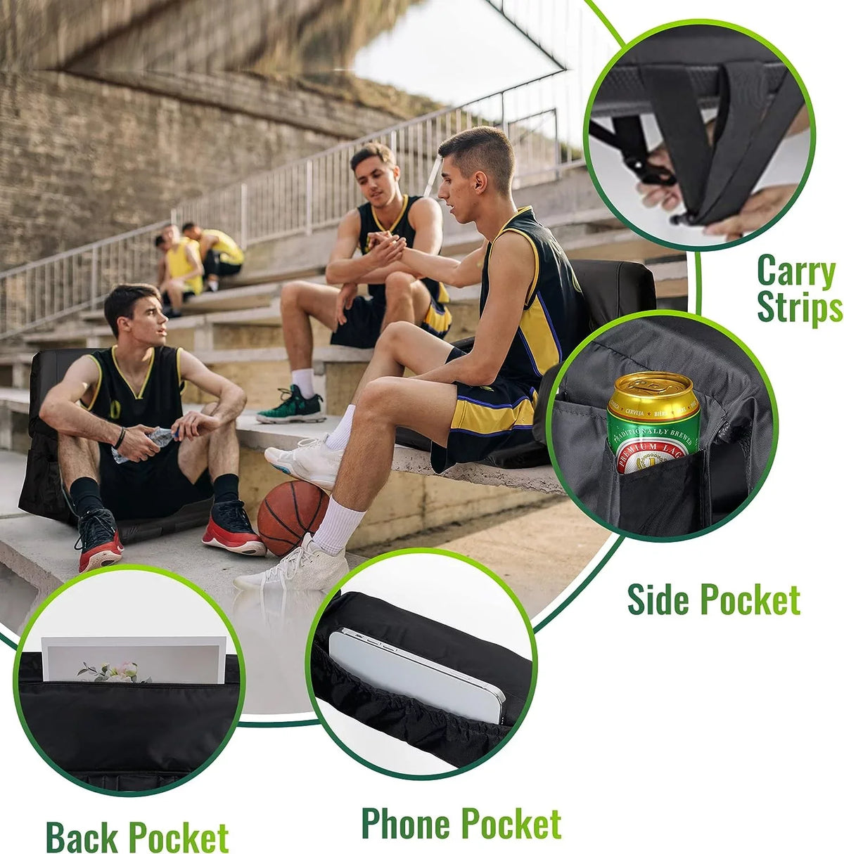Picnic Bleachers Seat, Seating Events, Wide Waterproof, Thicker, Chair Sturdy Reclining Camping, for Extra and - Beaches, 25-Inch AiYCHEN Sporting for Stadium and