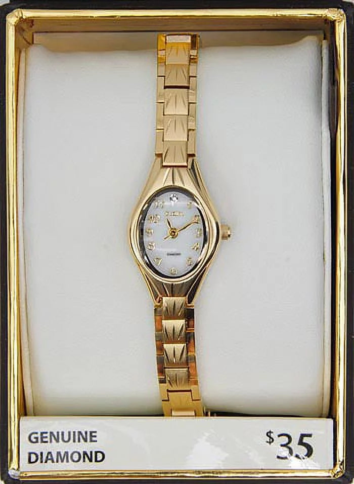 in Steel(EG9759) Female Elgin with Watch Dial Adult Oval Gold Analog Stainless