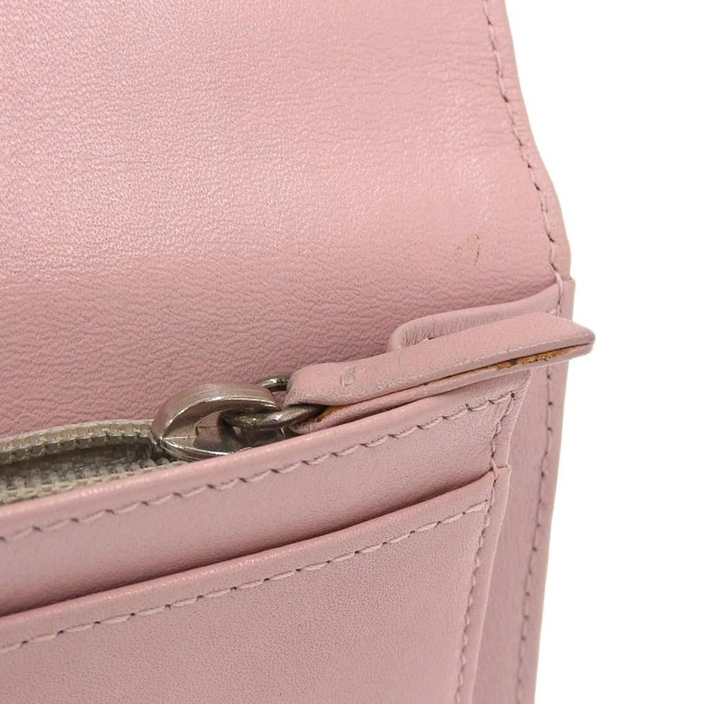 logo wallet here 16 Pre-Owned pink A48651 (Good) series long skin bi-fold Chanel caviar mark CHANEL