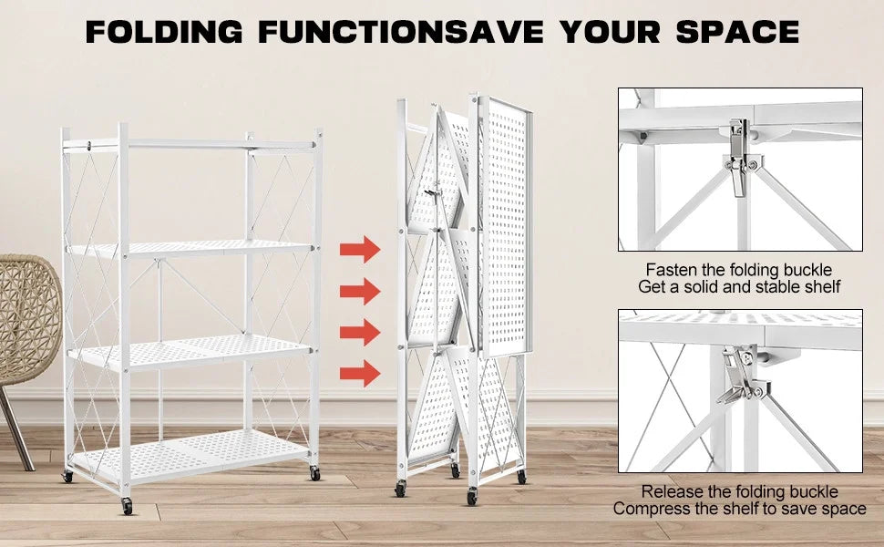 QRInnovations Heavy Duty Tier Modern Style White Shelving Storage Metal Rack 3/4