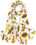 Neck for Wrap Flower Lightweight Long Hyjoy Scarf Women Girls Christmas Silk Shawl Scarves Leaf