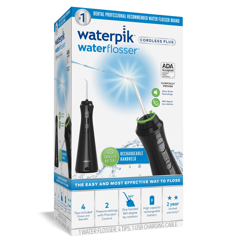 Cordless Oral Flosser Portable Irrigator, Waterpik Water Plus Black
