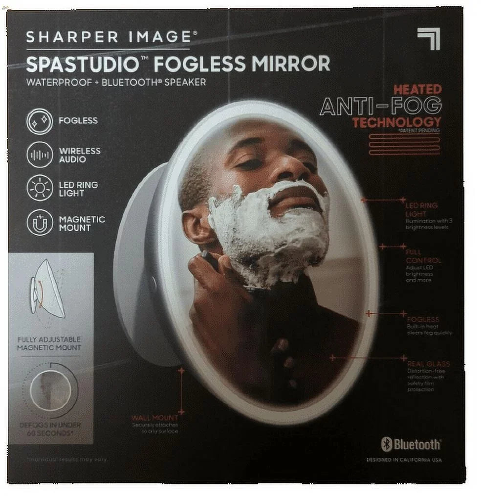 Sharper Bluetooth Mirror Shower Fogless LED Speaker and Image