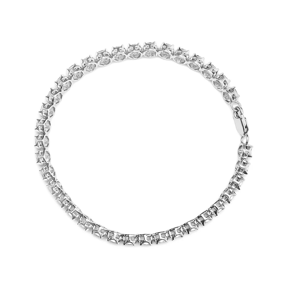 Color, of Clarity) .925 Round Clasp Cttw Link I2-I3 cut (I-J Diamond and 1/10 Brilliance 7.25" Silver Bracelet Tennis Set Womens Box Bead Sterling Miracle Haus