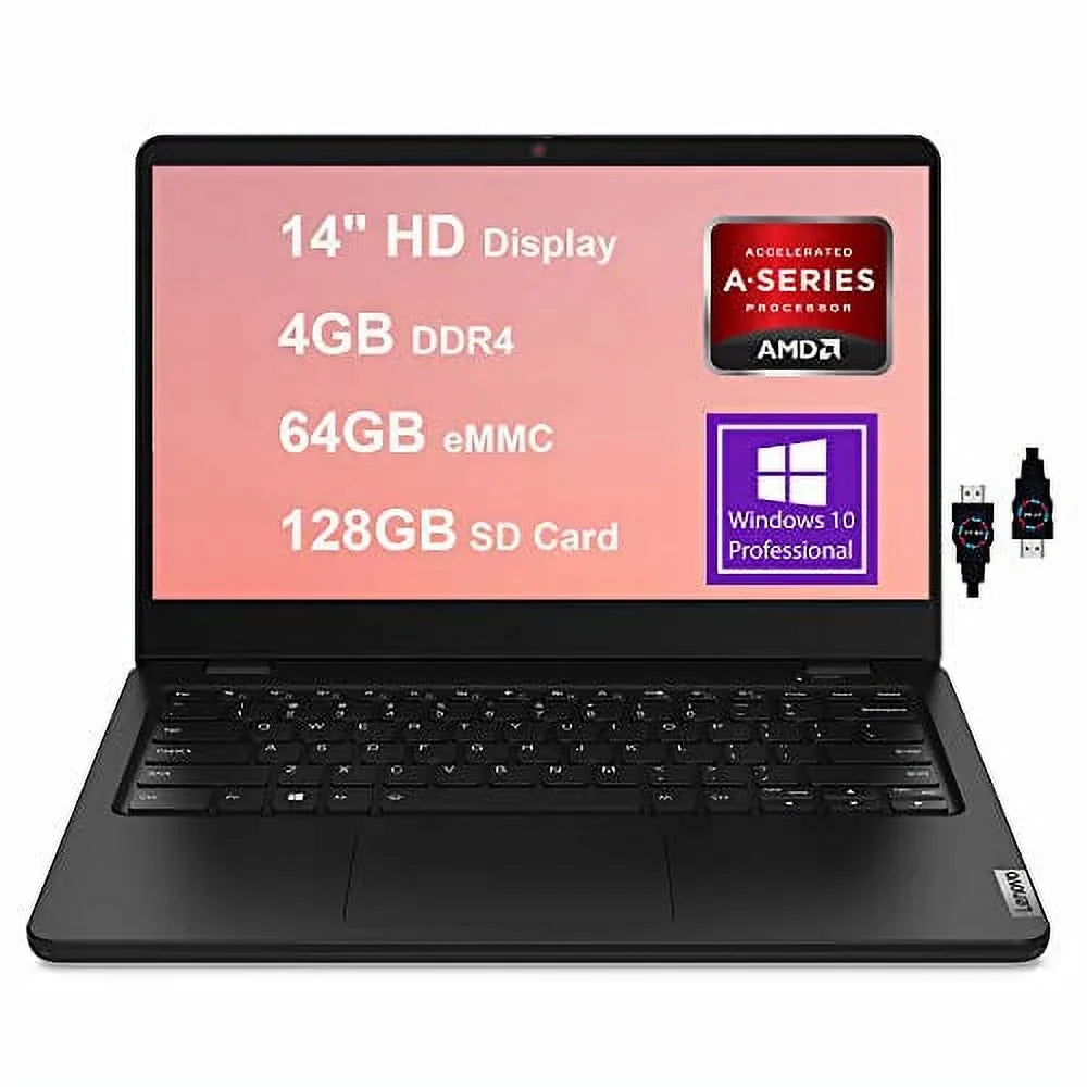 Lenovo SD Anti-Glare Graphic HDMI HDMI 14 14" Series 14W 3000 Win10 Black eMMC | | Ideapad 3015e Card Cable Business 128GB Laptop + Radeon Processor AMD 2 64GB DDR4 Pro 4GB HD | Display AMD | Gen
