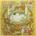 Ferragamo Women's Yellow Salvatore Pre-Owned Print (Good) Muffler Scarf Silk Leopard