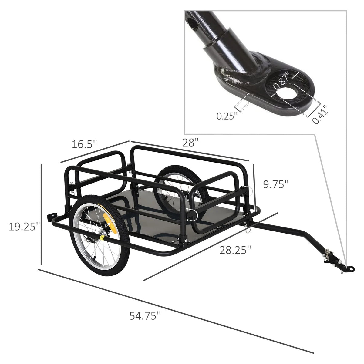 Bike Hitch, Aosom Bicycle Trailer with Trailer Wagon Foldable Cargo Black Cart