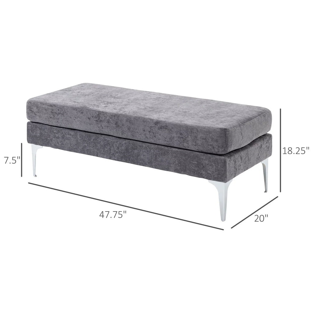 with 48" Dark Steel Bench Gray of End HOMCOM Bed Legs,
