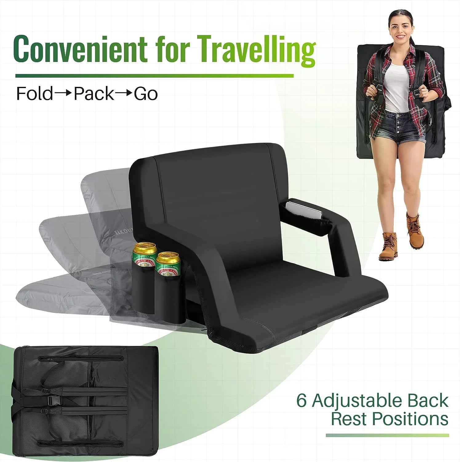 Picnic Bleachers Seat, Seating Events, Wide Waterproof, Thicker, Chair Sturdy Reclining Camping, for Extra and - Beaches, 25-Inch AiYCHEN Sporting for Stadium and