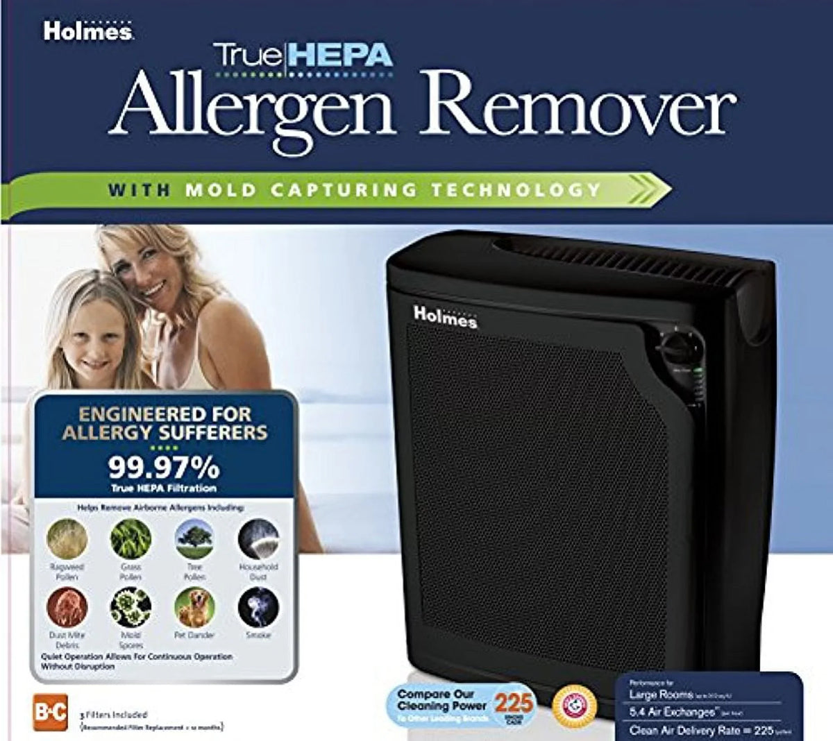 Holmes Large Medium, HEPA True Air Room kzdkc Black Purifier, 4-Speed