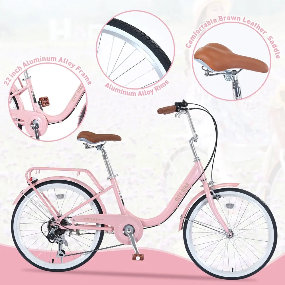 for Girls Inch Alloy jx 8+Years, Yone Bike Kids 22 Aluminium Shifter je Frame,7-speed and Ages derailleur,Pink Bicycle