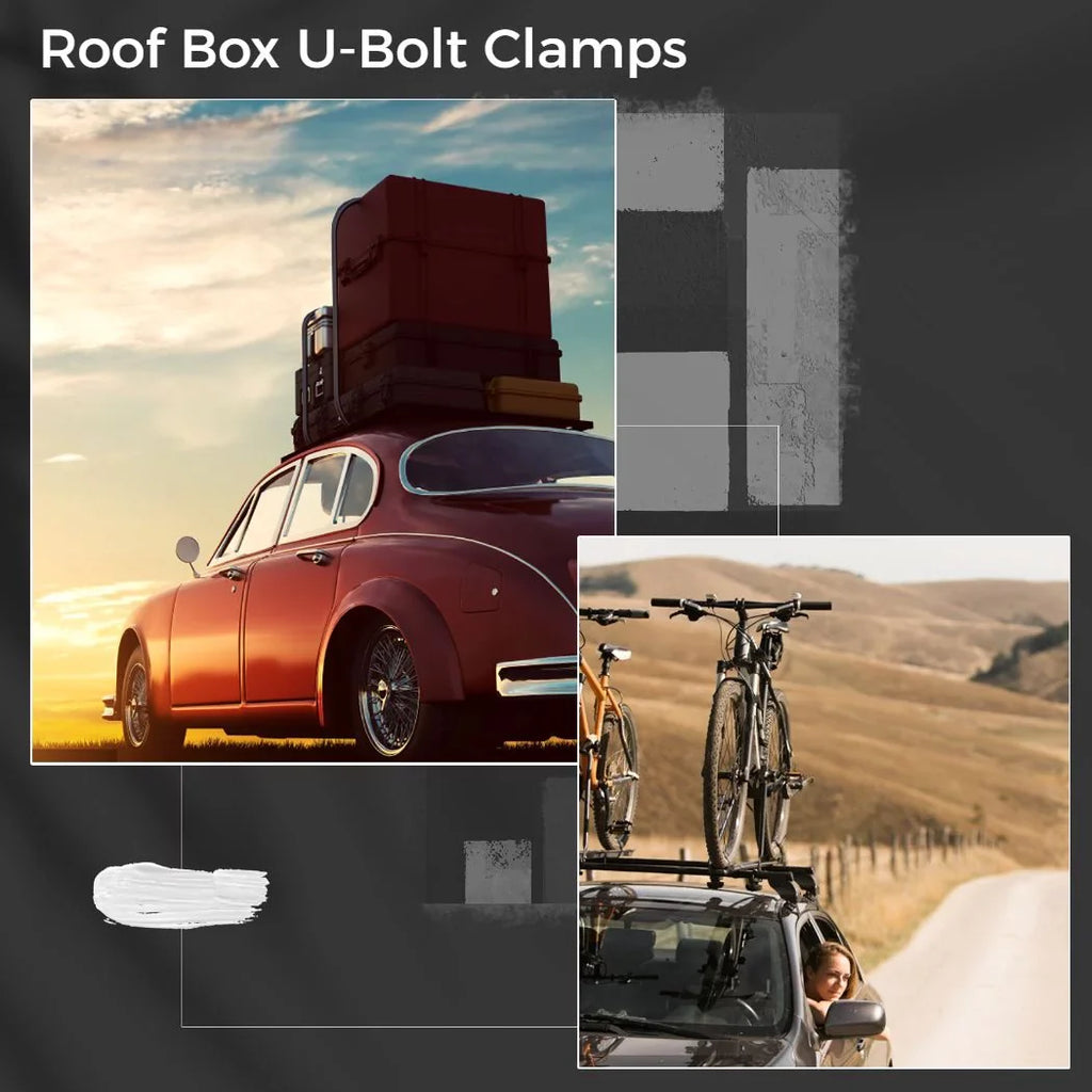 4 Mounting Box Rack Car Bolts, Kit, 8 Rooftop Clamps, Universal Width Cargo Van Fitting PCS 85mm Metal Internal Carrier U-Bolt with Clips Roof Nuts U-Bracket Lock