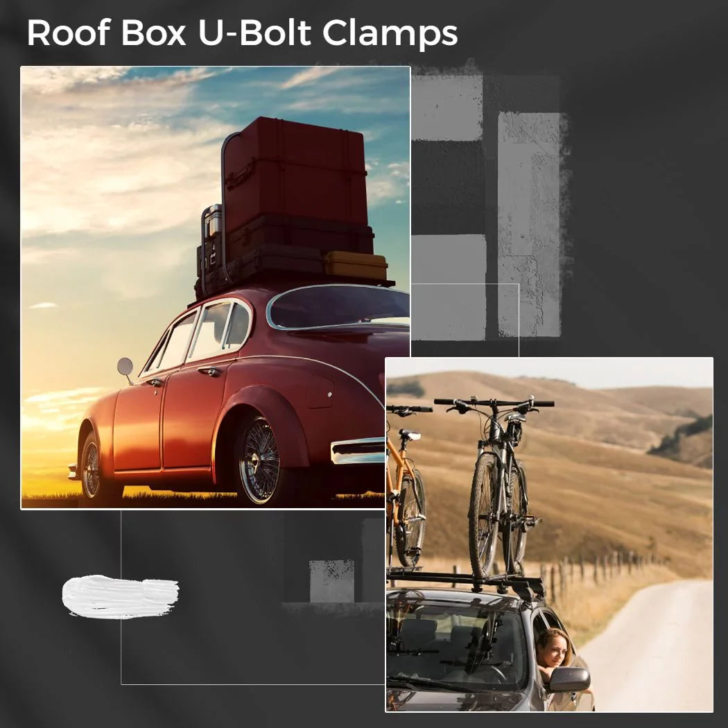 4 Mounting Box Rack Car Bolts, Kit, 8 Rooftop Clamps, Universal Width Cargo Van Fitting PCS 85mm Metal Internal Carrier U-Bolt with Clips Roof Nuts U-Bracket Lock