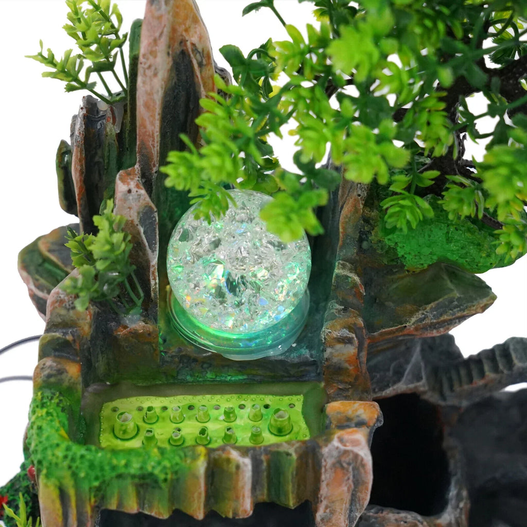 Decoration Humidifier Rockery Fish Fountain Light Ornament Office Atomizing with Tank Simulation Home Waterfall Effect Landscape Small Countertop Led Miumaeov for Bedroom Desktop