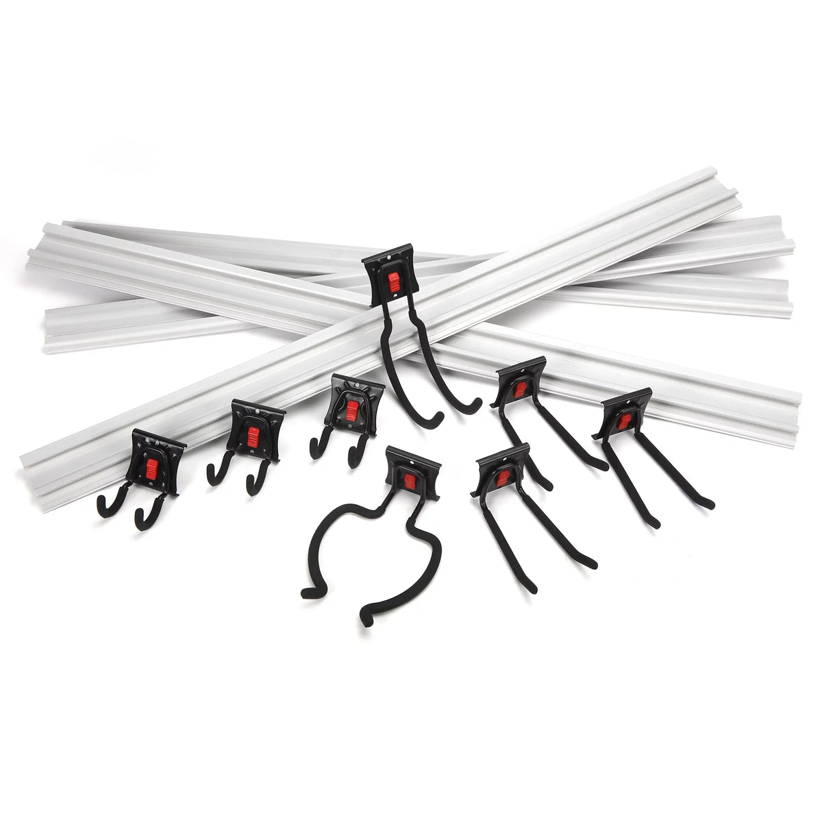 System Rail Garage Organizer Kit Hyper Snap Tough Quick-Release 12-Piece