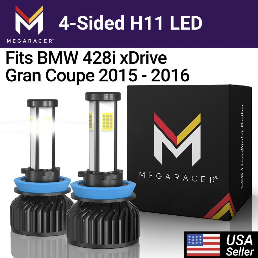 BMW 428i Coupe Mega 16 Light H8 2015 BMW 2016 Gran Fog 428i LED 4 White Diamond Gran Headlight Coupe H11 xDrive 12V 15 H9 Replacement Automotive 60W Racer 10000LM Sided Bulbs 6000K xDrive