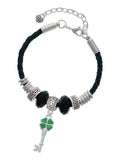 Key Green Extender Leaf Mother Jewelry 7"+2" Lucky Silvertone Bead Bracelet, Knot Delight Clover Leather Four Celtic Translucent