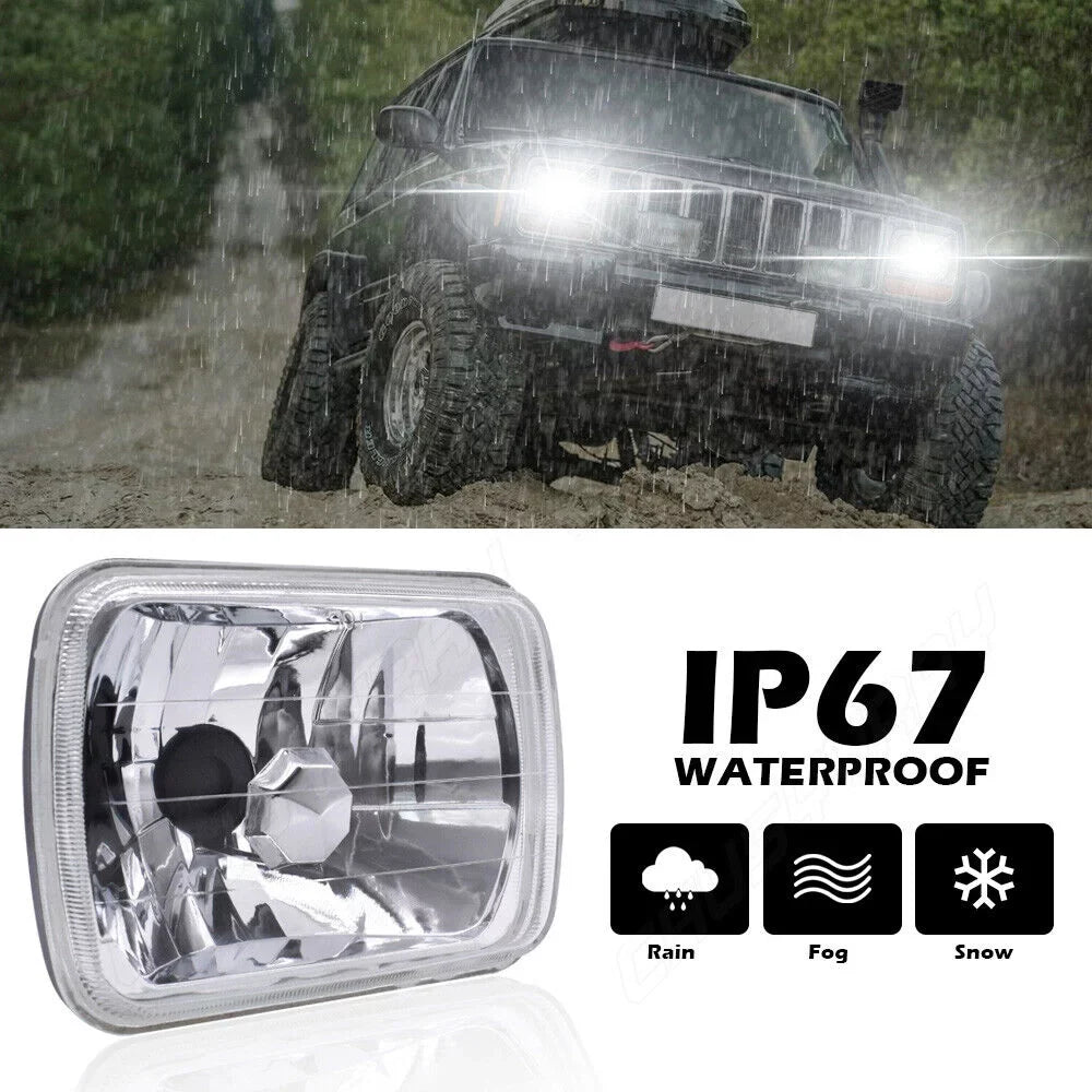 Cherokee 7x6" Wrangler Jeep 1986-1995 LED NEW Pack 2 Headlights For 1984-2001 Lampshade of XJ YJ 5X7"