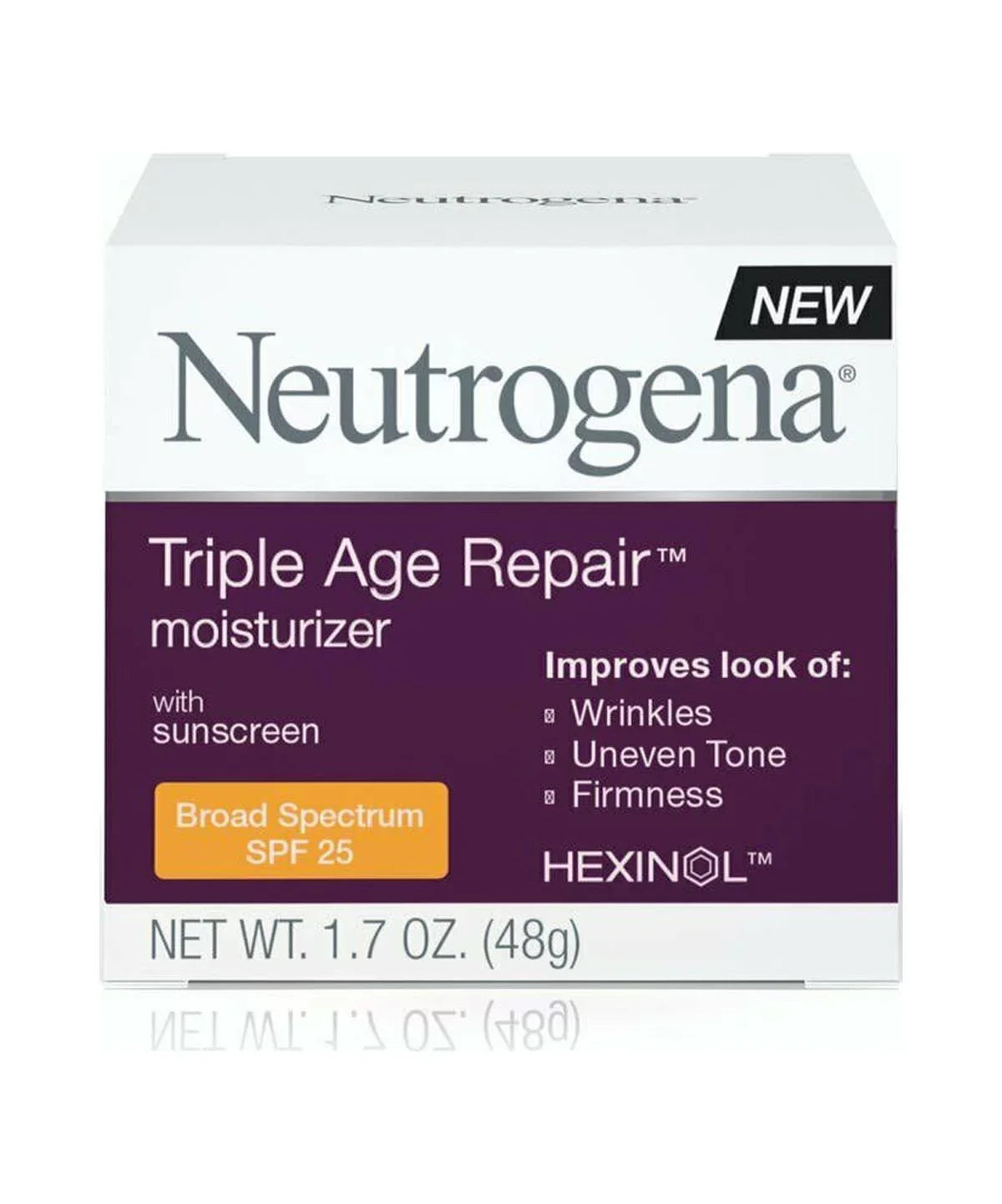 1.7 C Sunscreen, Age Facial Neutrogena Anti-Wrinkle Firms Skin Skin, 25 of help and SPF Wrinkles, Triple with Pack Moisturizer 2 oz Vitamin Smooth Repair Evens look Tone, Daily