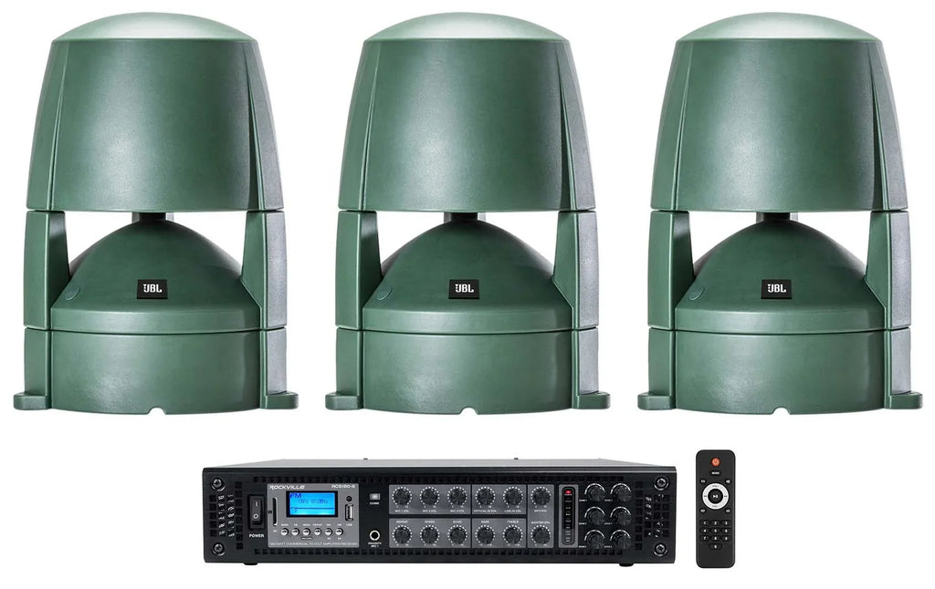 Outdoor + Landscape 88M 70v Speakers JBL 8" (3) Commercial Amplifier CONTROL
