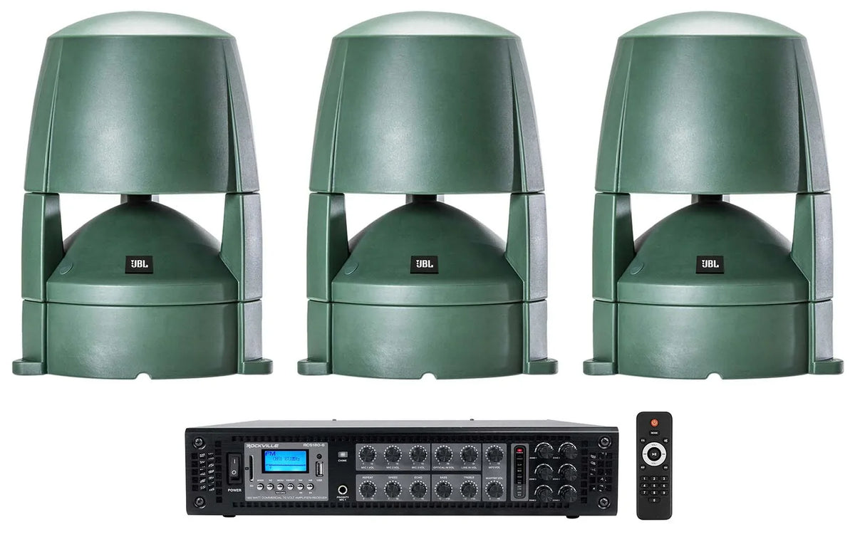 Outdoor + Landscape 88M 70v Speakers JBL 8" (3) Commercial Amplifier CONTROL