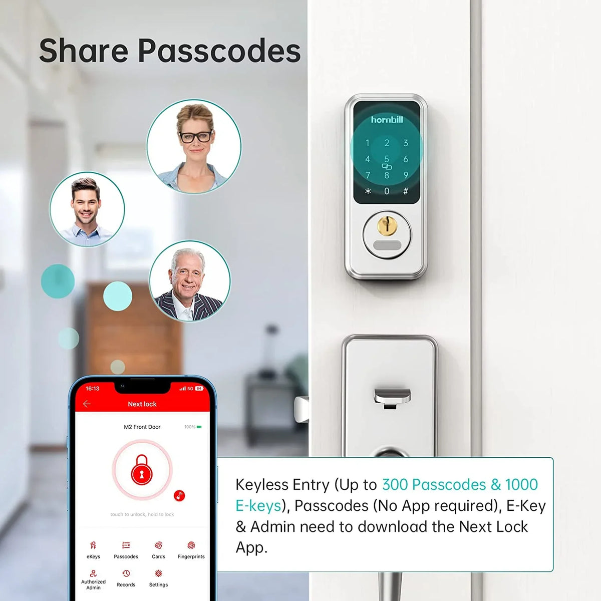 Keyless Lock, Airbnb Smart House Code Door for Door Entry Electronic Deadbolt: Front Digital Locks Keypad Bluetooth Locks GOURE