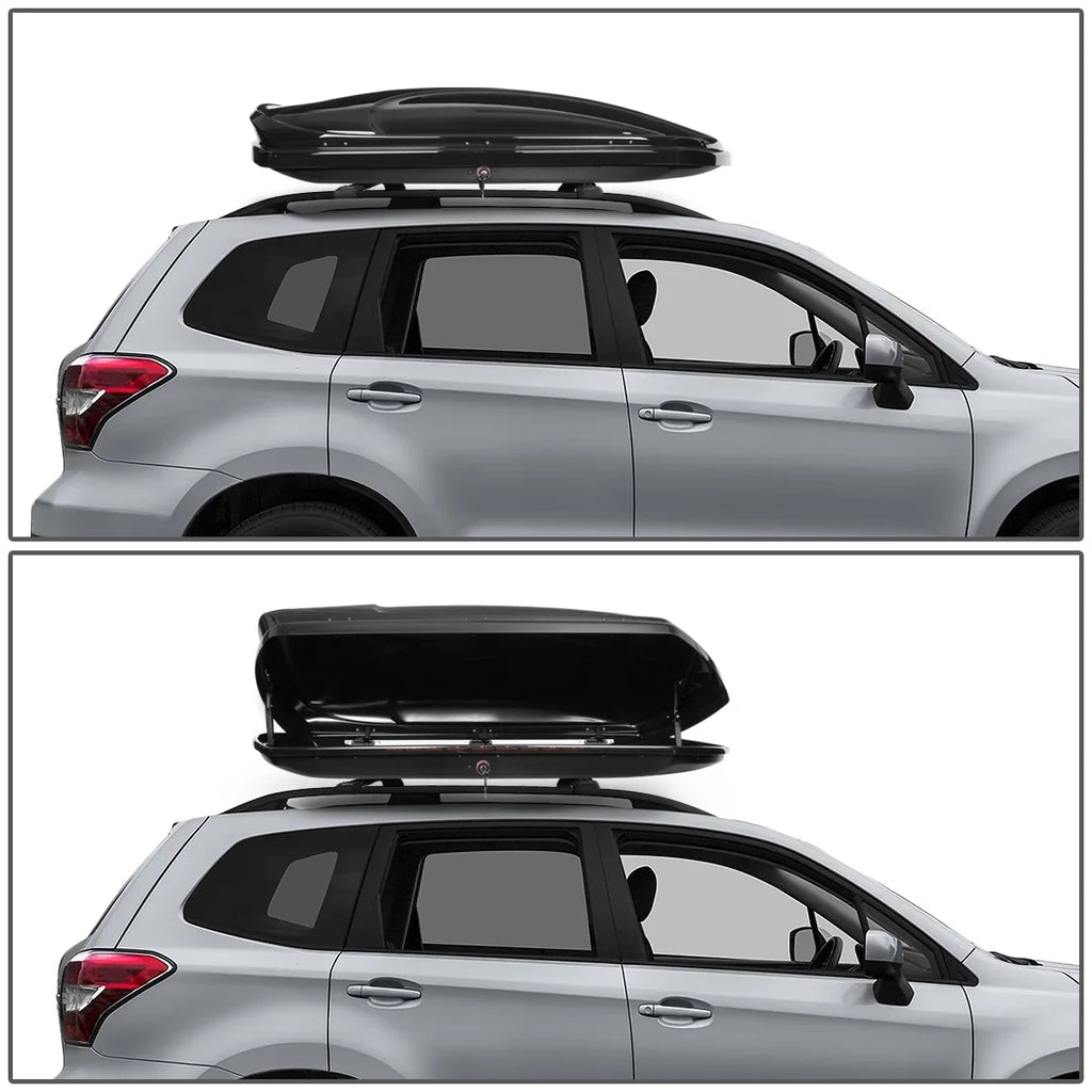 Roof Storage Side Cross DNA 17 PT-ZTL-8136-BK Cargo Box Forester 15 2018 Side For Top 16 to Keys Rail Carrier 2014 Bar Motoring w/ Dual Subaru Opening + Aluminum Luggage