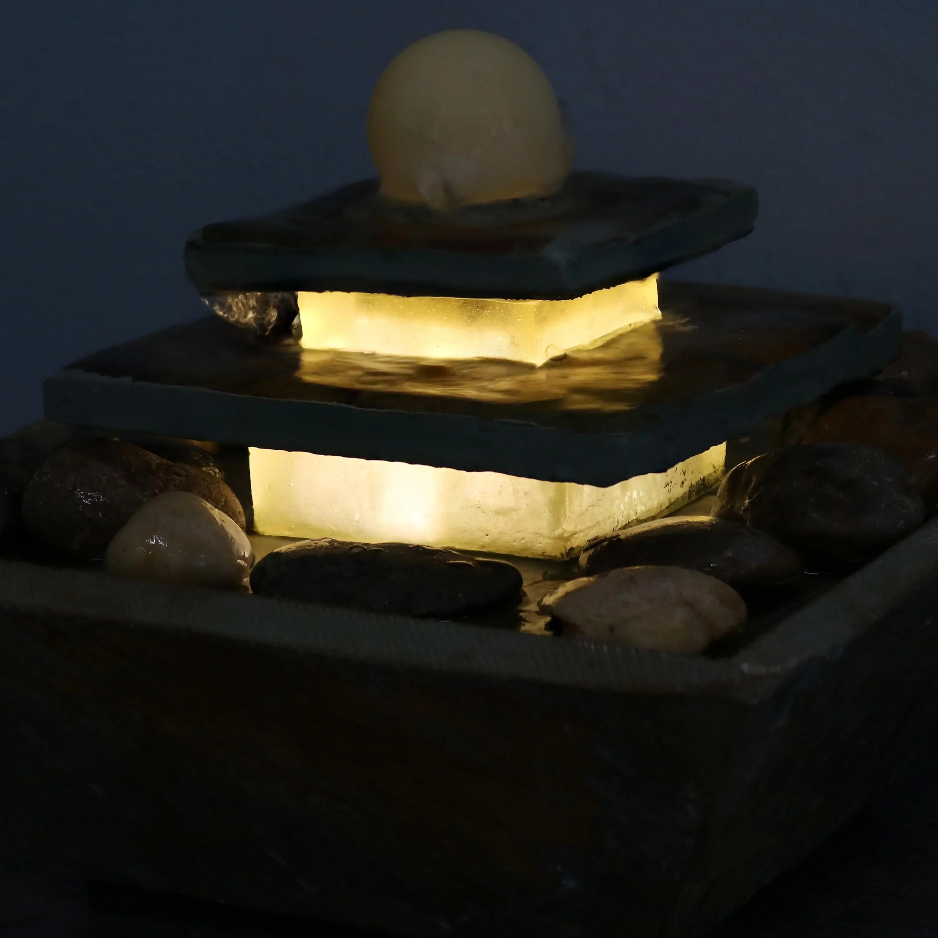 Light LED Ascending Tabletop Slate - Sunnydaze Fountain 8" with
