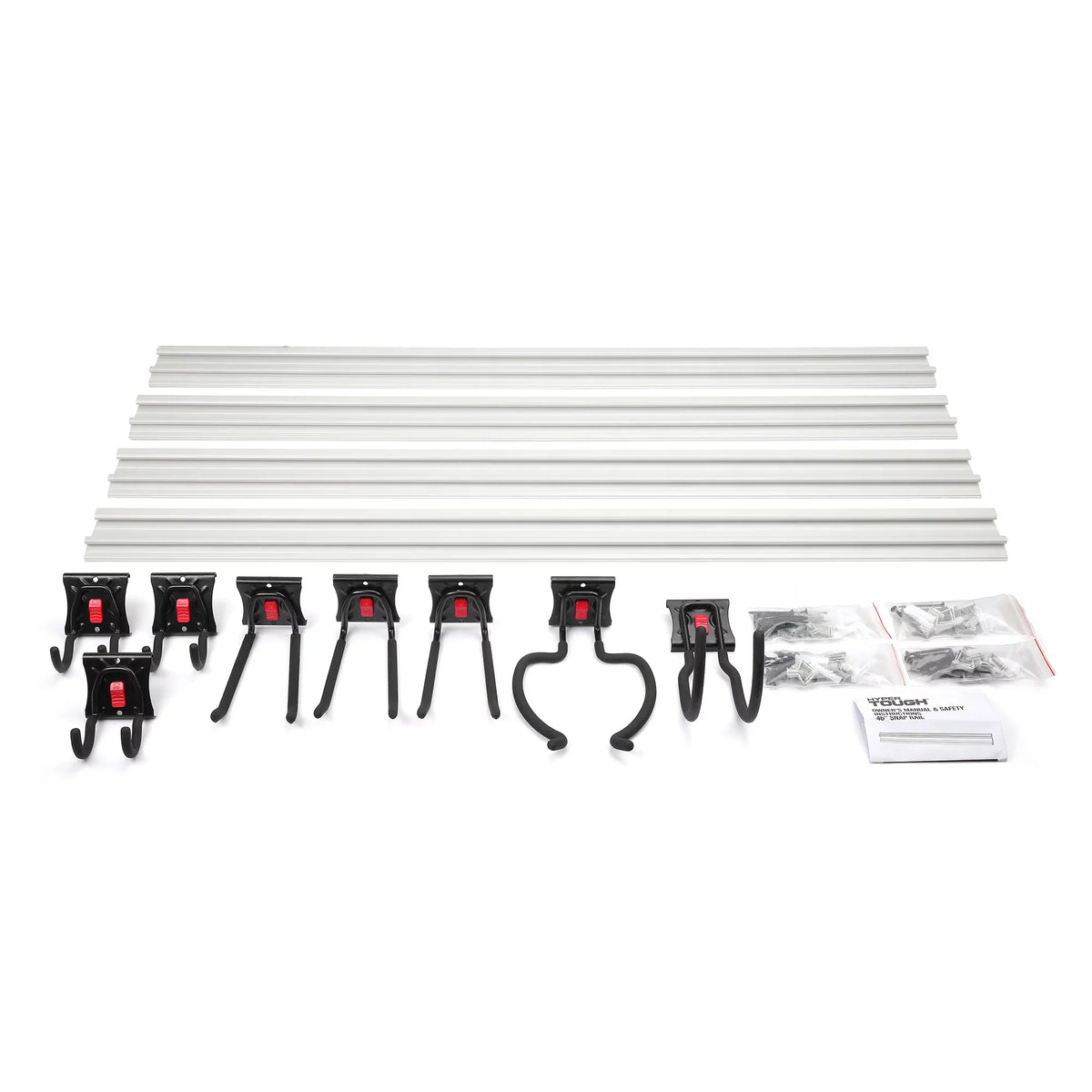 System Rail Garage Organizer Kit Hyper Snap Tough Quick-Release 12-Piece