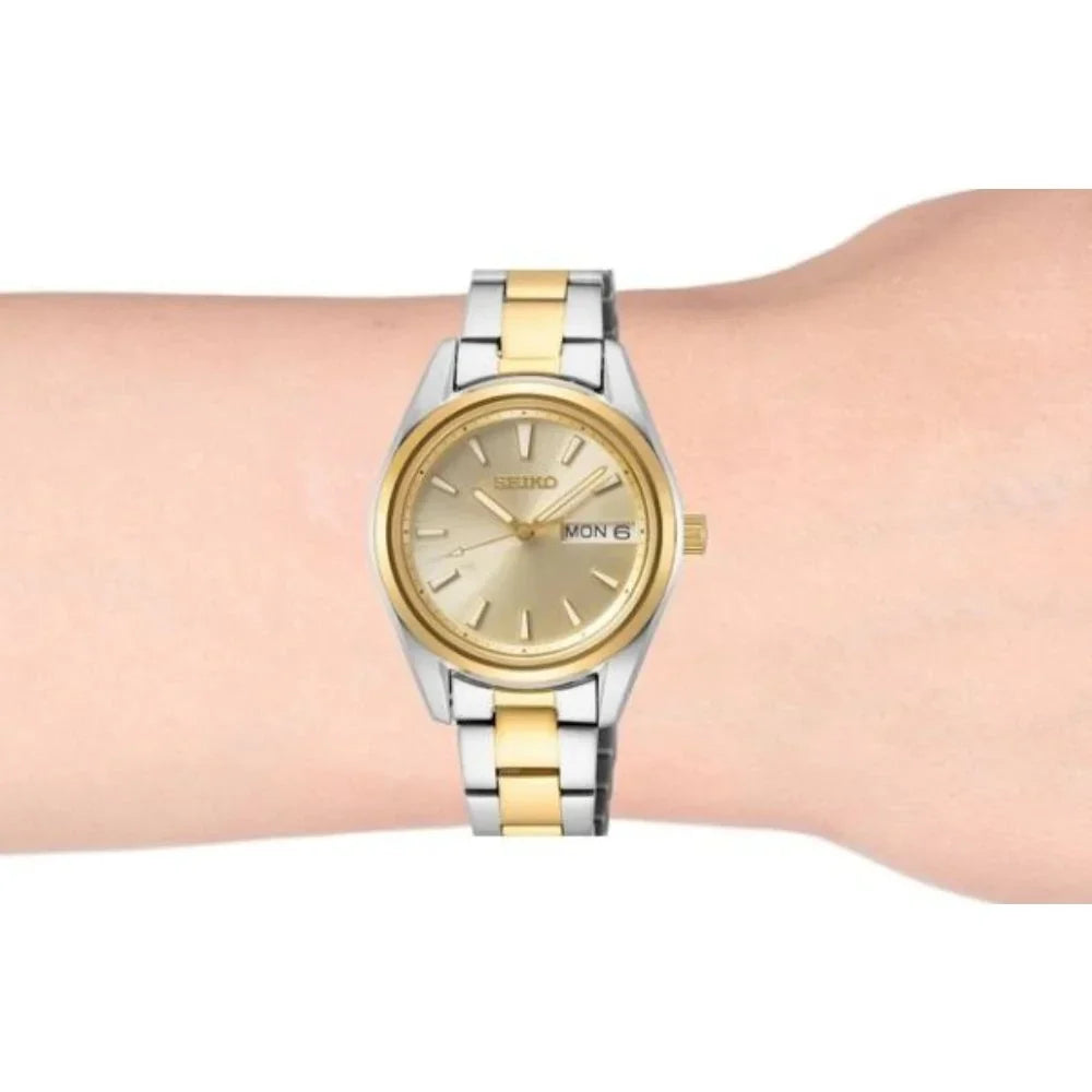 Seiko Watch Two-tone Classic Quartz SUR354P1 Neo Ladies Gold Dial