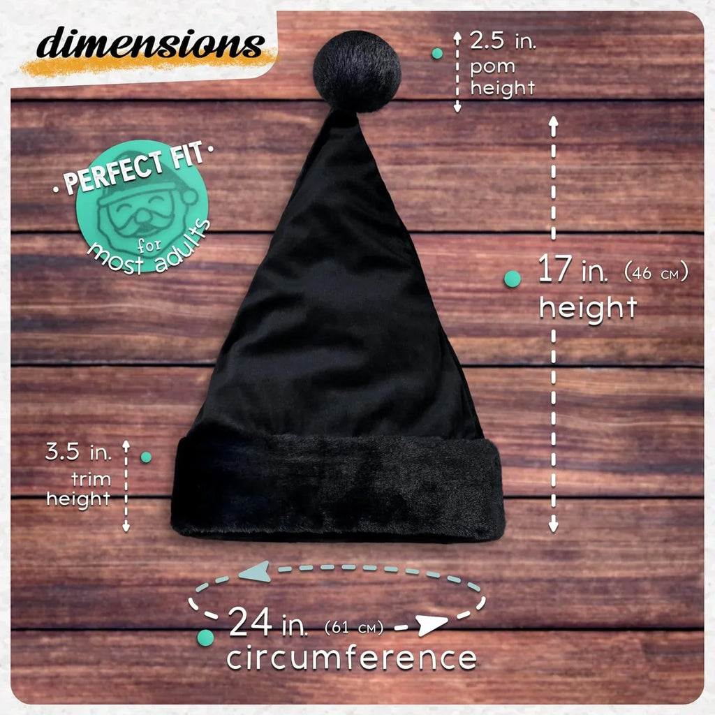 Size Santa Trim 1 - - Hat Adult, Xmas Accessory, Christmas Fur Black Black - Hat Gothic Goth Faux All
