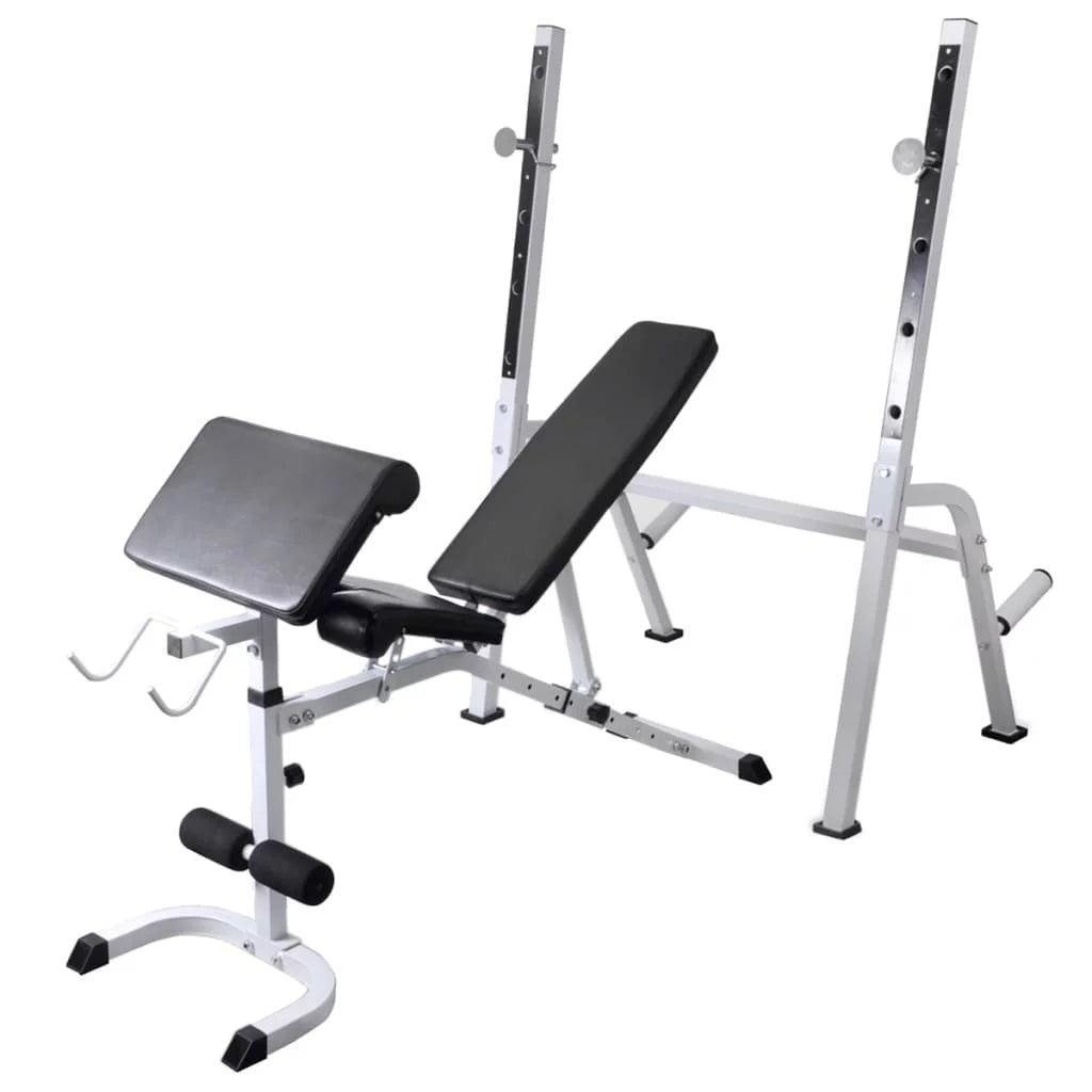 vidaXL 264.6 Weight and Set Barbell Rack; Bench Dumbbell Workout lb with