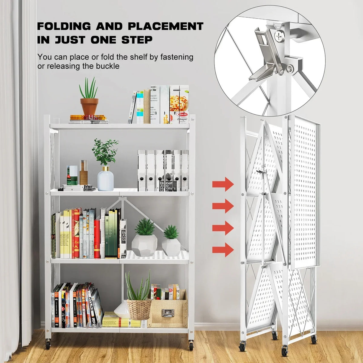 QRInnovations Heavy Duty Tier Modern Style White Shelving Storage Metal Rack 3/4