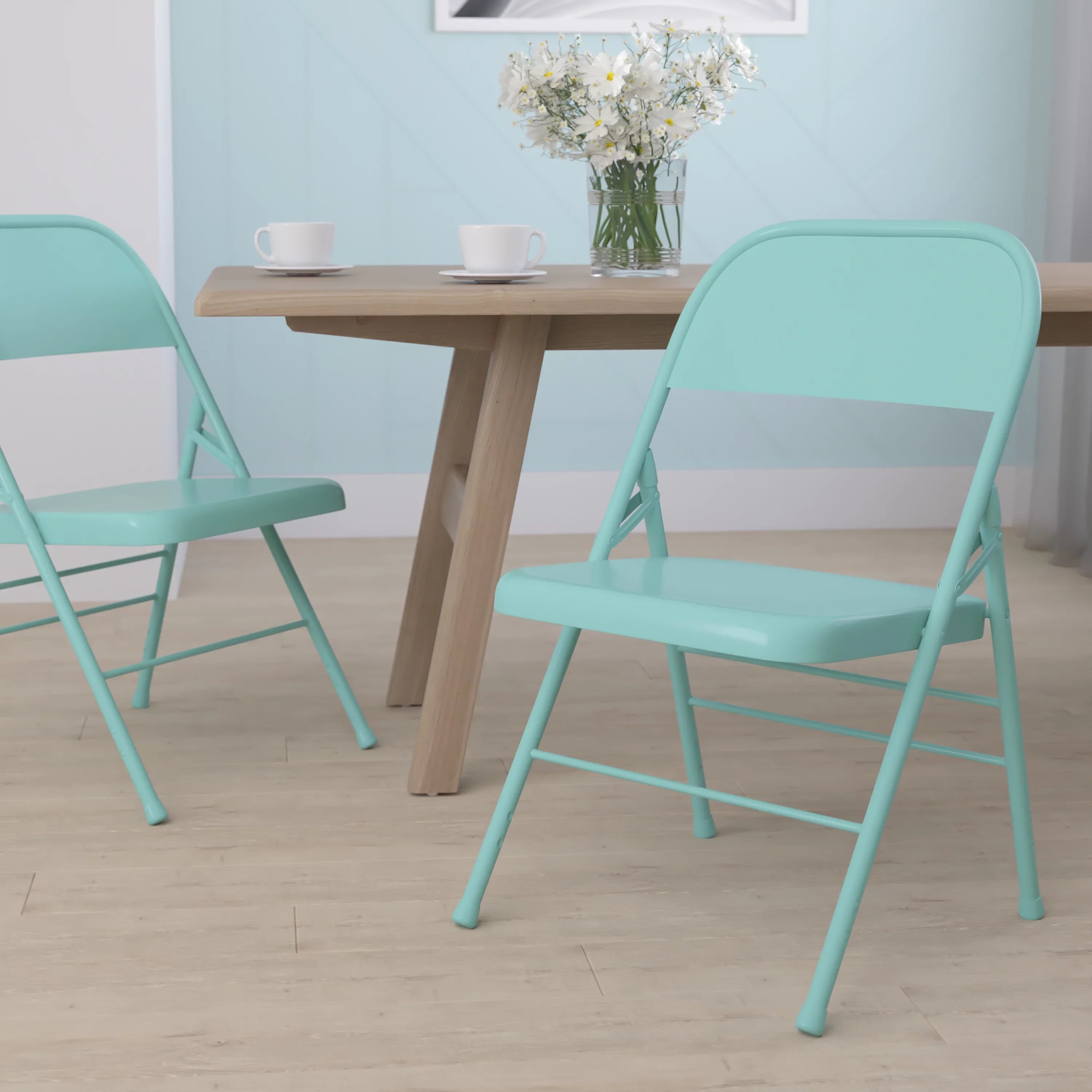 & Teal Tantalizing Metal Folding Double Chair Hinged Series Flash Braced Furniture HERCULES COLORBURST Triple