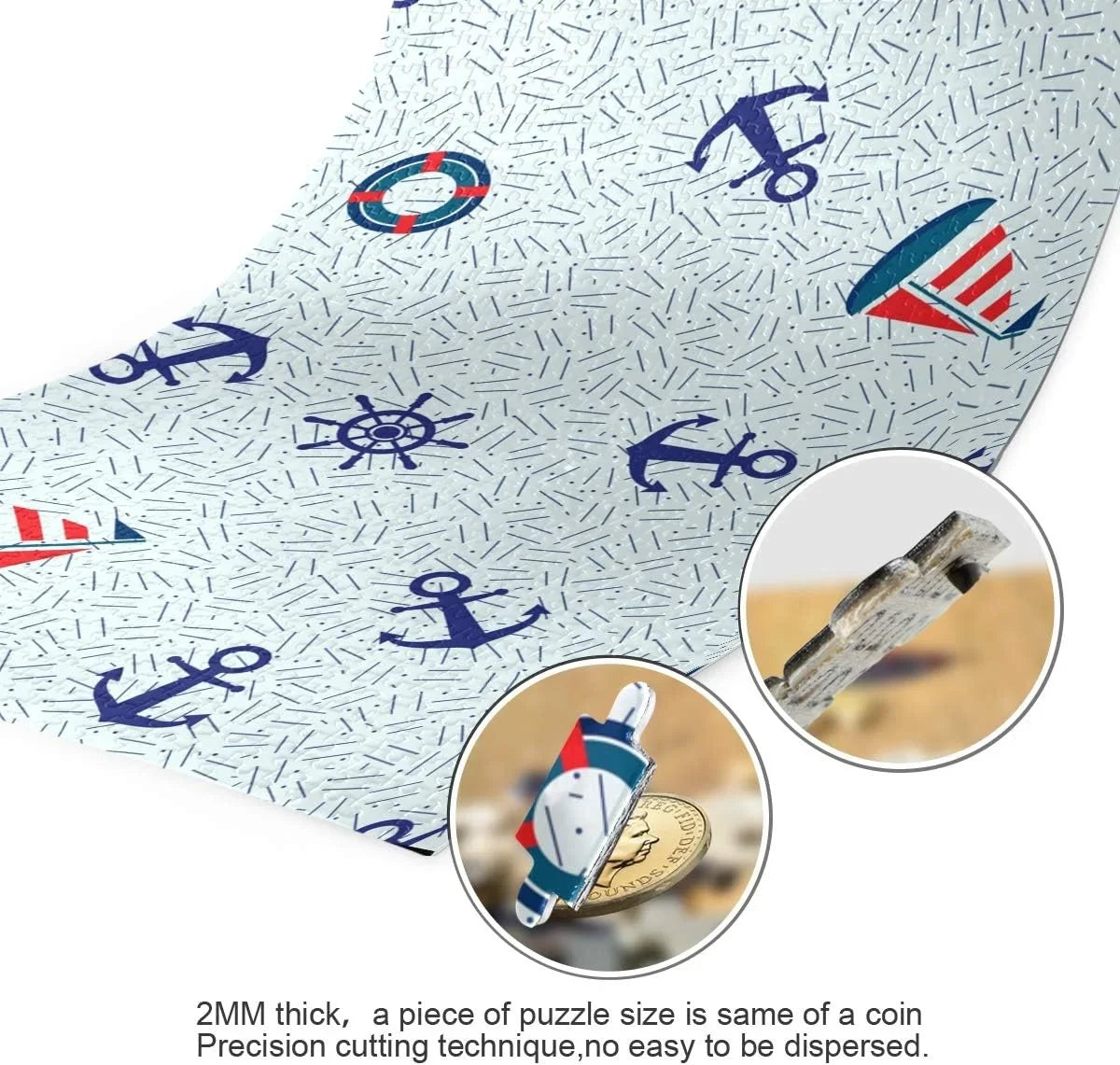 Theme Anchor Sea Lifebuoy Pieces Nautical Gift for Sailboat Marine and Kids Adults Wheel DIY Puzzles Wellsay Steering Jigsaw 1000 Decoration Puzzle