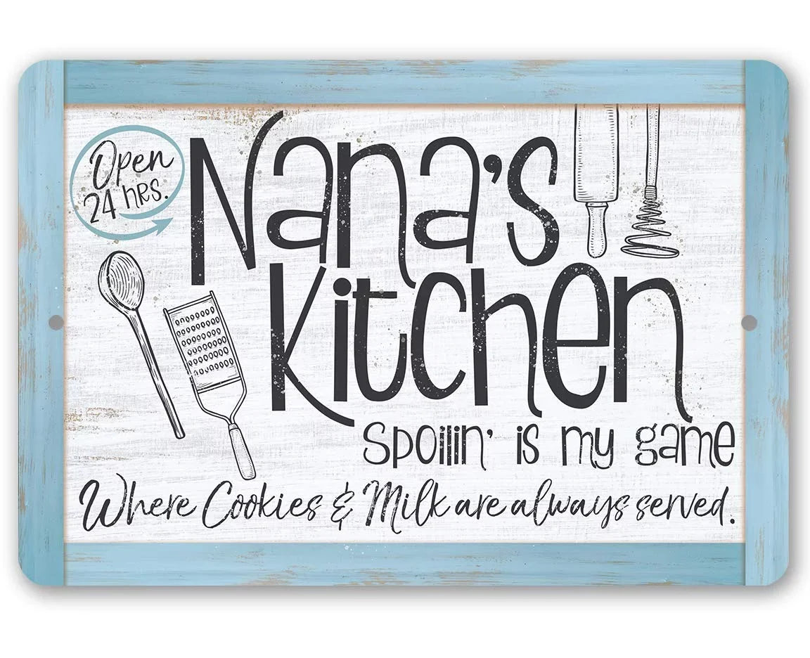Use a Metal Sign Kitchen - Gift $25 Great Indoor/Outdoor Metal Under Kitchen (12" - Decor 18") Sign - Durable x Housewarming - and Makes Nana's