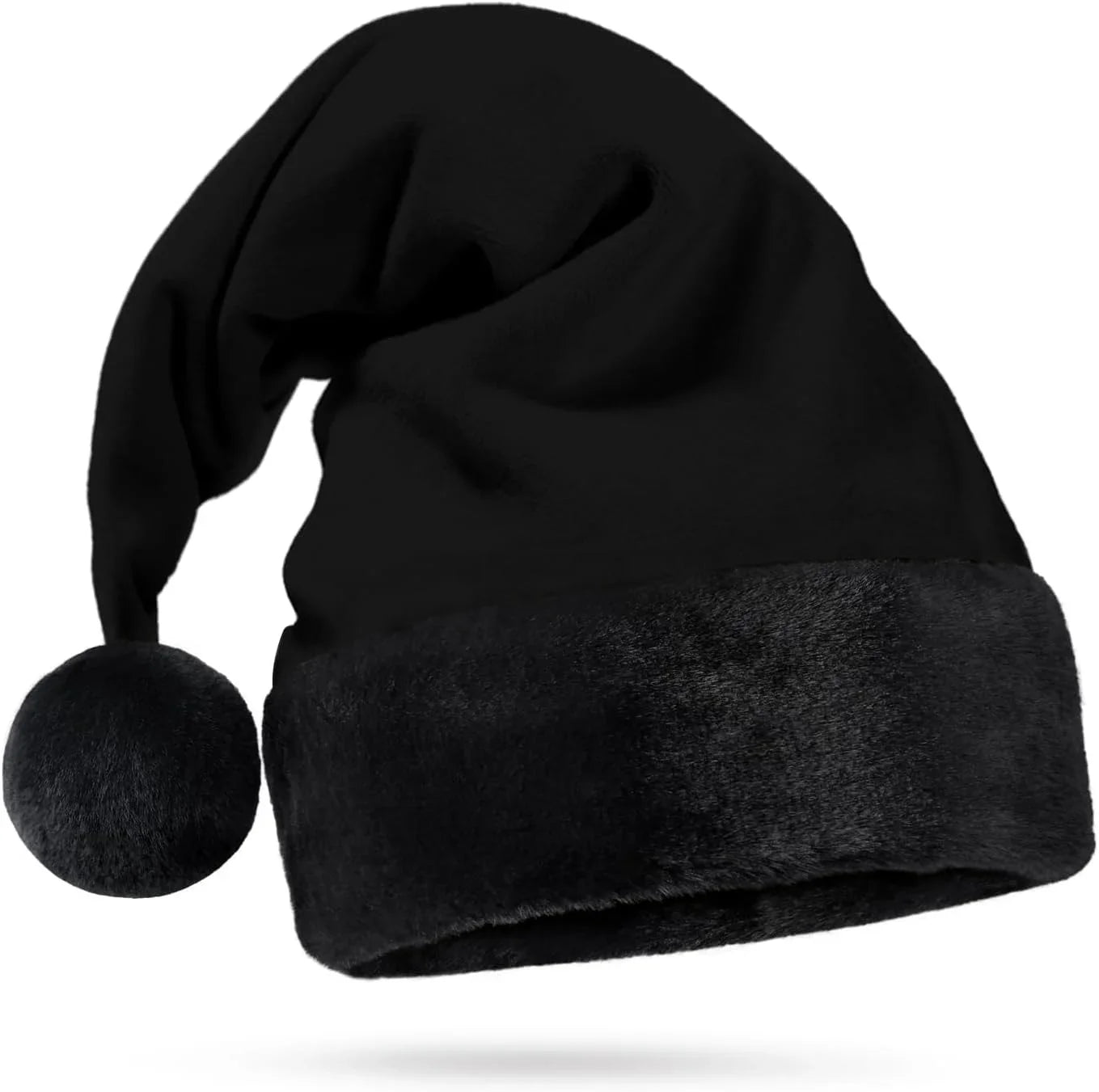 Size Santa Trim 1 - - Hat Adult, Xmas Accessory, Christmas Fur Black Black - Hat Gothic Goth Faux All