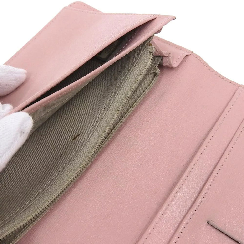logo wallet here 16 Pre-Owned pink A48651 (Good) series long skin bi-fold Chanel caviar mark CHANEL