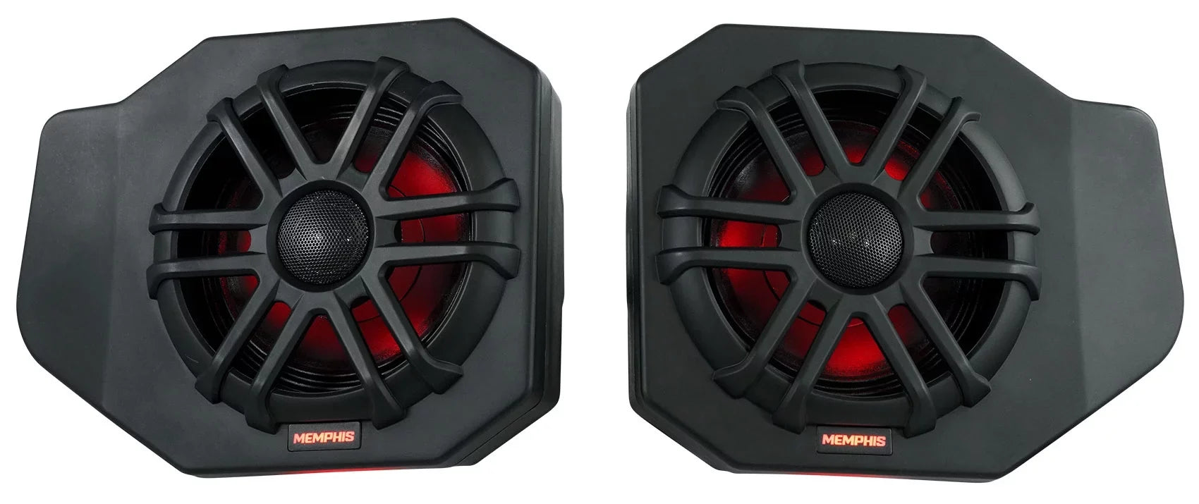 Audio RNGR65FE Pair For Ranger Polaris 2018+ Speakers+Amp Tower Memphis Pods+LED