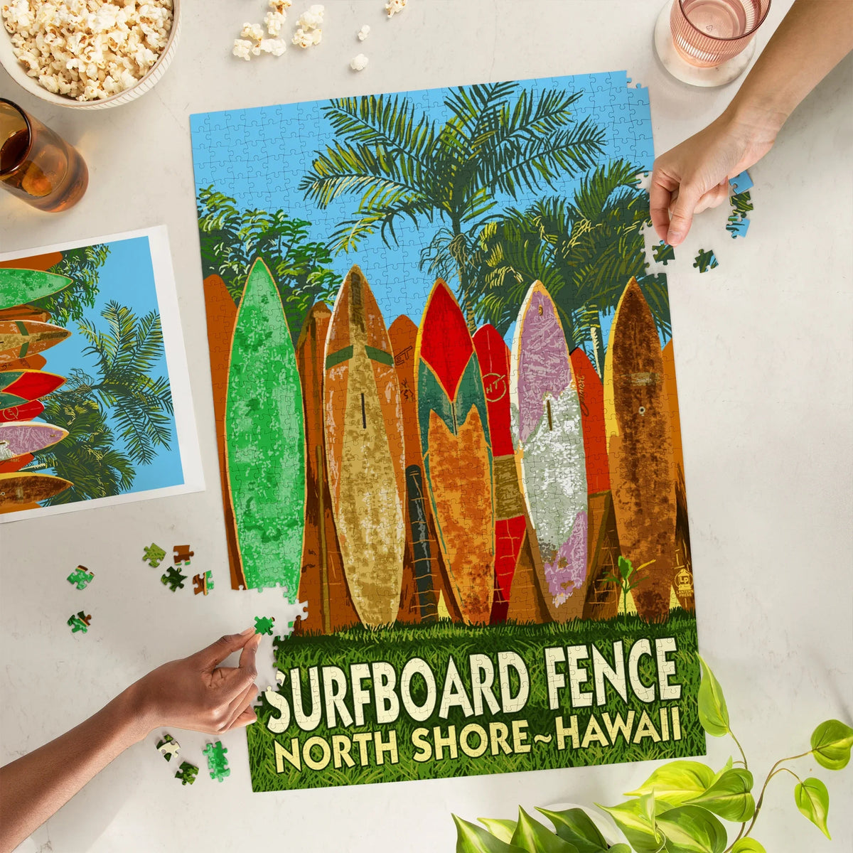 North 1000 Piece Hawaii, Press Surfboard Shore, Fence Lantern Puzzle, Jigsaw
