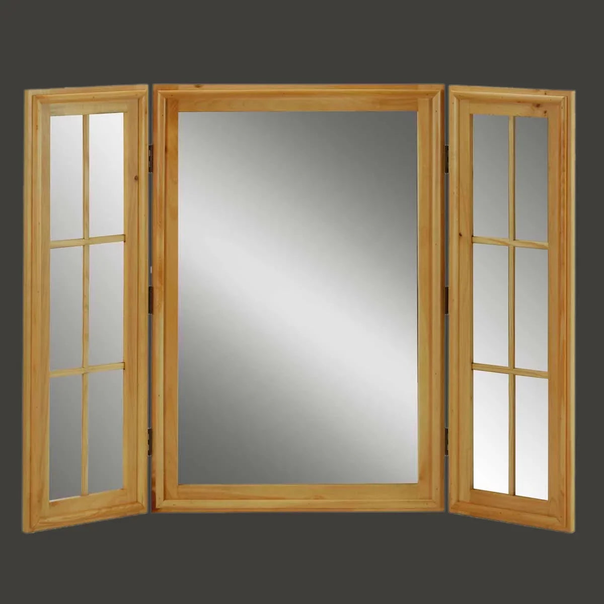 Triple Country Mirror Vanity Windowpane Pine Vintage Renovator's Supply |