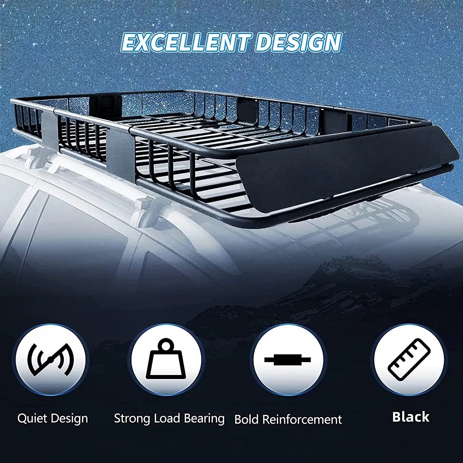 Basket x Weight 64" Carrier 6'' Top Universal HECASA Capacity Rack Cargo Duty Travel for Extension 39" with Heavy Storage Roof SUV Luggage 250LBS Car Holder x Steel